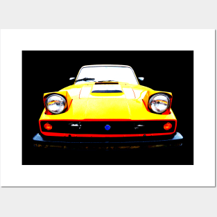 Saab Sonett III 1970s classic car high contrast Posters and Art